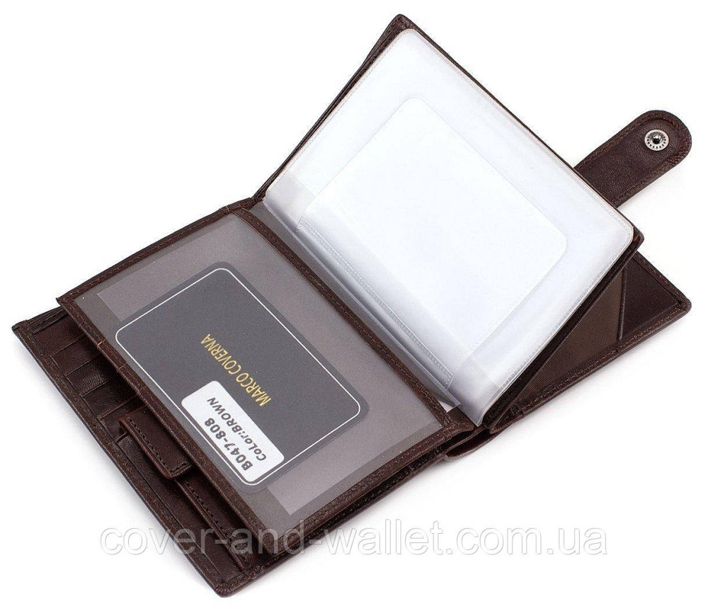 Елітний чоловічий портмоне з відділенням для документів Marco Coverna 010-807 чорний Київ - фото 9