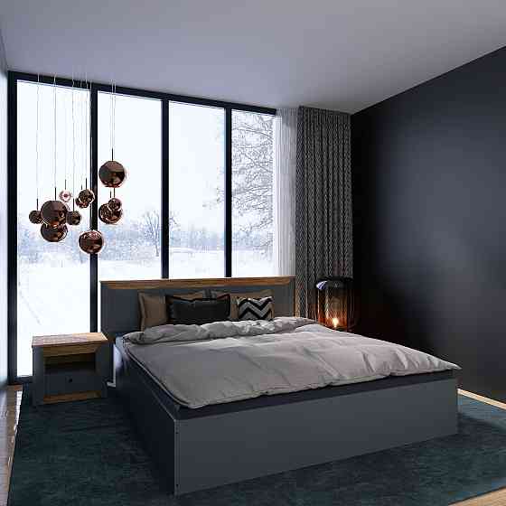 Кровать двуспальная Эверест Нордик-1600 (ламельный каркас) 160х200 см Графит + Дуб крафт золотой (DTM-5556) Львов