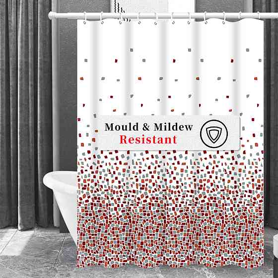 Шторка для ванны из полиэстера водонепроницаемая Bathlux 180x180 см с кольцами, занавеска для ванной комнаты Каменец-Подольский