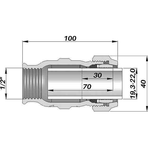 Соединение прямое зажимное с внутренней резьбой DN15(19,3-22,0 мм) х 1/2″ IK AGAflex (000005727) Киев