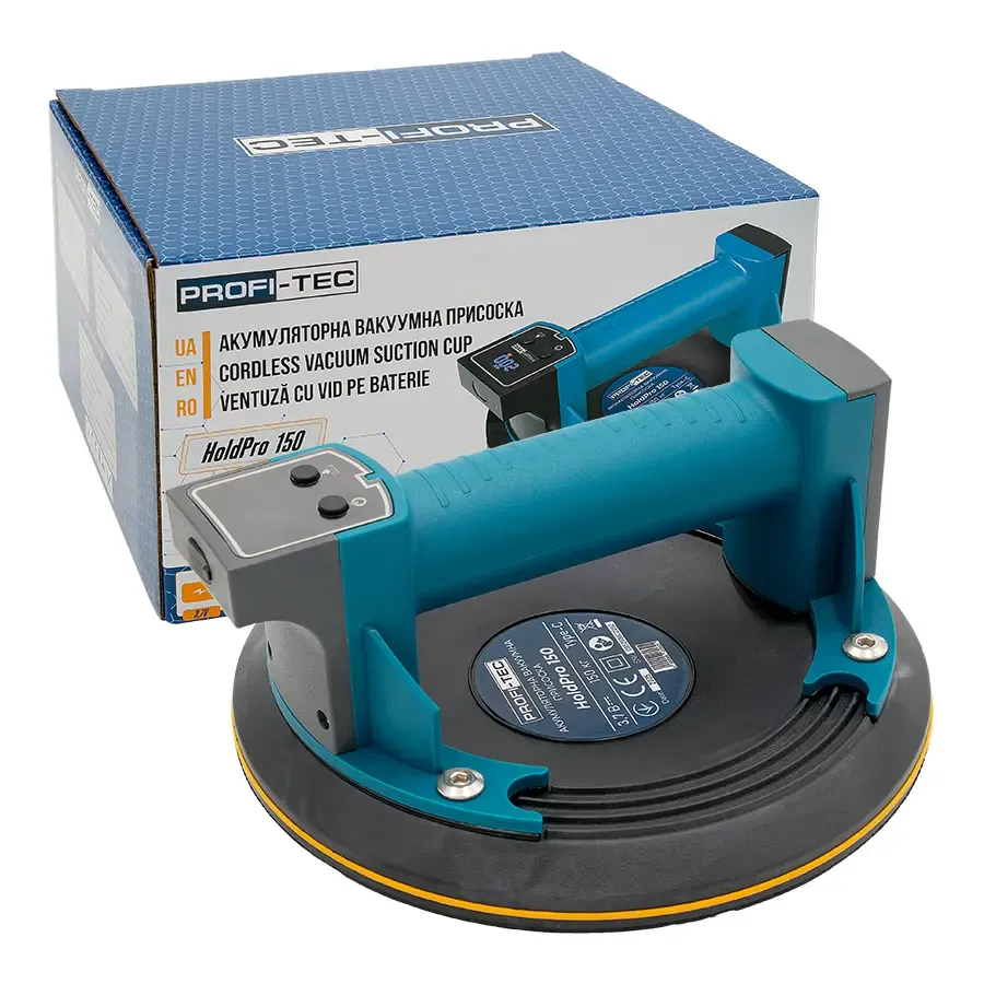Потужна акумуляторна вакуумна присоска PROFI-TEC HoldPro 150 : з АКБ 3.7V 1.5 Ah + ЗП (007062) Київ - фото 1