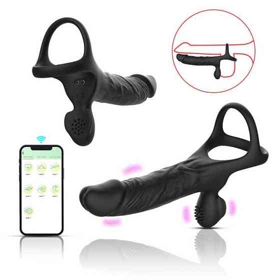 Смарт ерекційне кільце з вібрацією і фалоїмітатором для подвійного проникнення Love Spousе Вінниця