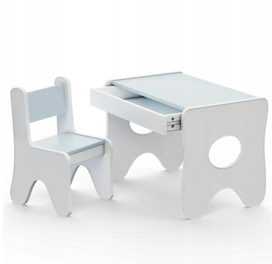 Набор детской мебели столик с ящиком и стульчик 70х45х51см (Белый с голубым) Винница