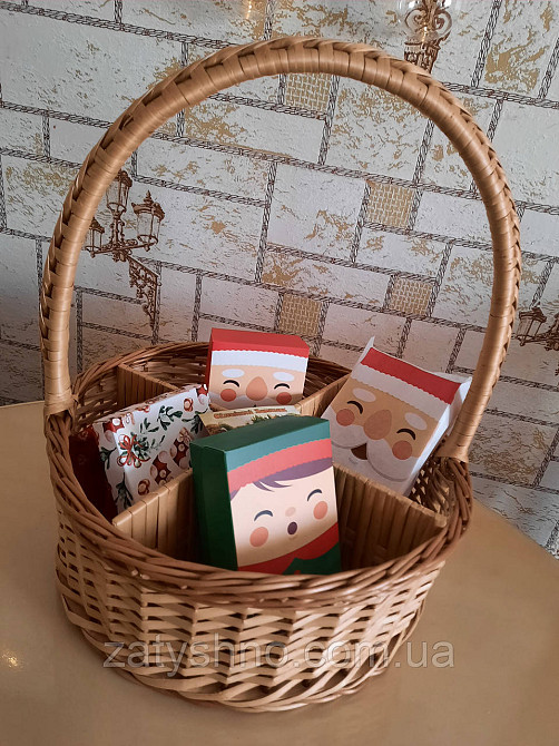Подарунковий кошик із осередками | кошик із лози на подарунки |плетений кошик новорічний опт Київ - фото 3