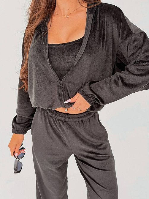 Жіночий стильний повсякденний велюровий костюм трійка Одеса - фото 6