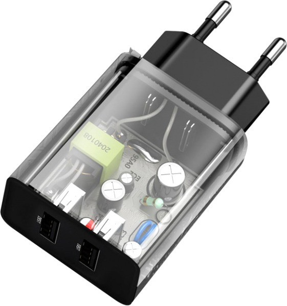 Мережевий зарядний пристрій Baseus Speed Mini Dual USB 10.5W CCFS-R01 (Чорне) Николаев - изображение 5