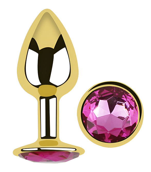 Анальна пробка з кристалом EGZO - Gold Round Plug Rose size S Sex Aura Київ - фото 2