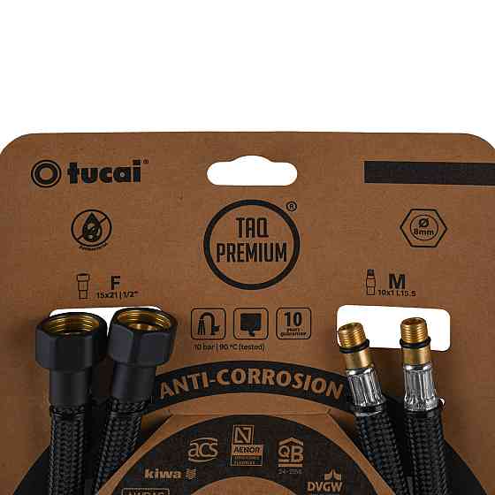 Шланг для змішувача TUCAI TAQ PREMIUM GRIF М10х1/2″ 0,5м. АНТИКОР. AСB ПАРА (Чорний Мат) 209965 (000029282) Киев