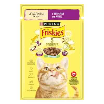 Вологий корм для кішок Purina Friskies шматочки у підливі з ягням 85 г (7613036974431) Вінниця