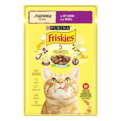 Вологий корм для кішок Purina Friskies шматочки у підливі з ягням 85 г (7613036974431) Вінниця - фото 1