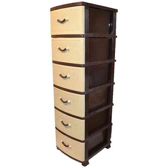 Комод пластиковий Efe Plastics 6 ящиків 132х46х38 бежевий ротанг. Ефе пластик Одеса