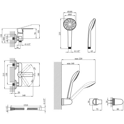 Душовий гарнітур Kroner Bremen-C050 (CV014165) Вінниця - фото 6