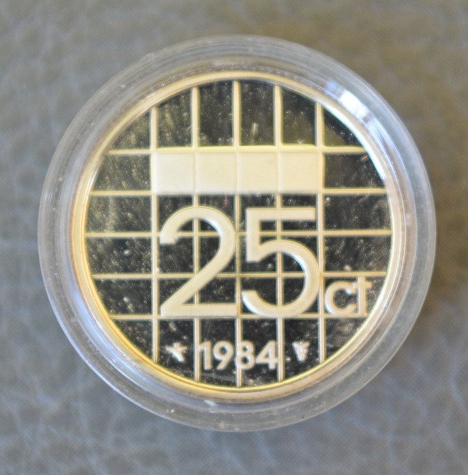 Монета 25 центів. 1984 рік, Нідерланди. (капсула) ПРУФ Полтава - фото 1