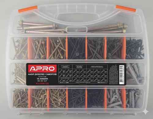 Набор дюбелей, саморезов 3.5–6.0 мм и анкеры M6–M8 12,5'' APRO Харьков