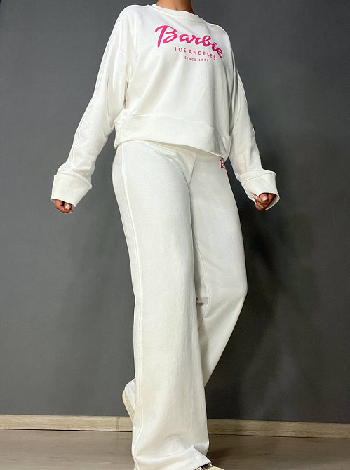 Костюм женский Quzen 485-485 Barbie оверсайз свитшот и брюки палаццо белый, белый, L Киев - изображение 11