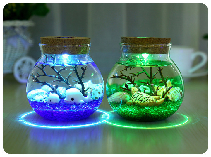 Ночник в банке ПУЛЬТ МУЛЬТИЦВЕТ,   подарочный набор собери сам! ФИОЛЕТОВЫЙ с рыбками Кременчуг - изображение 5