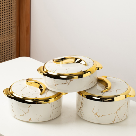 Набор термосов для еды 3в1 термоконтейнеры для сервировки стола, для хранения горячей и холодной пищи 2.5-2-1.5 л,белый Каменец-Подольский