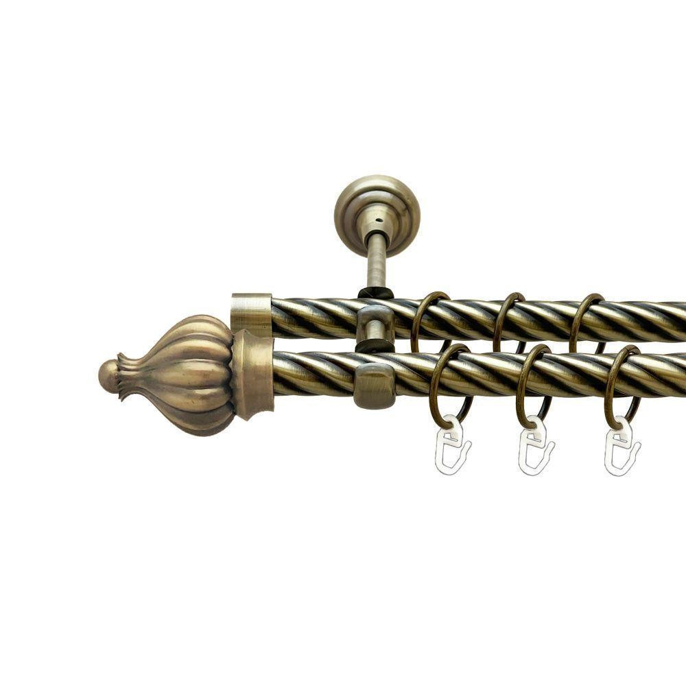 Карниз Orvit Таджа металевий дворядний відкритий скручена труба кільце металеве Антик 19\19 мм 200 см Львов - изображение 1