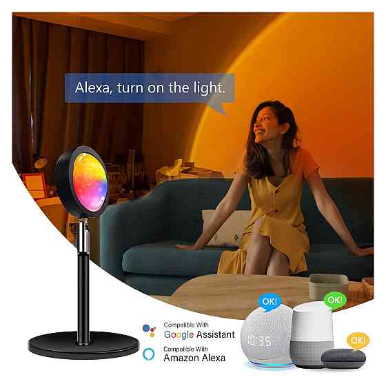 Лампа GY Sunset LED багатоколірна 16 кольорів 5 Вт 360° обертальна проекторна нічна Київ
