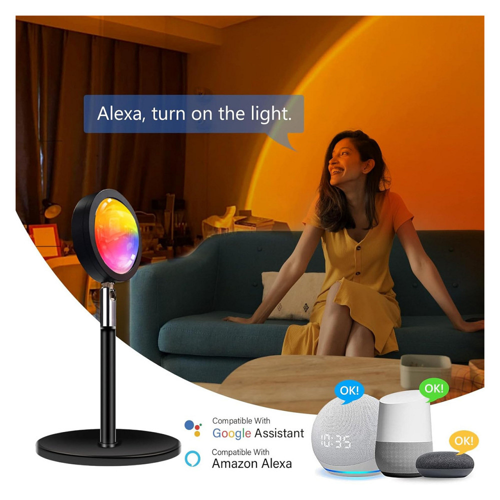 Лампа GY Sunset LED мультикольорная 16 цветов 5 Вт 360° вращающаяся проекторная ночная Киев - изображение 5
