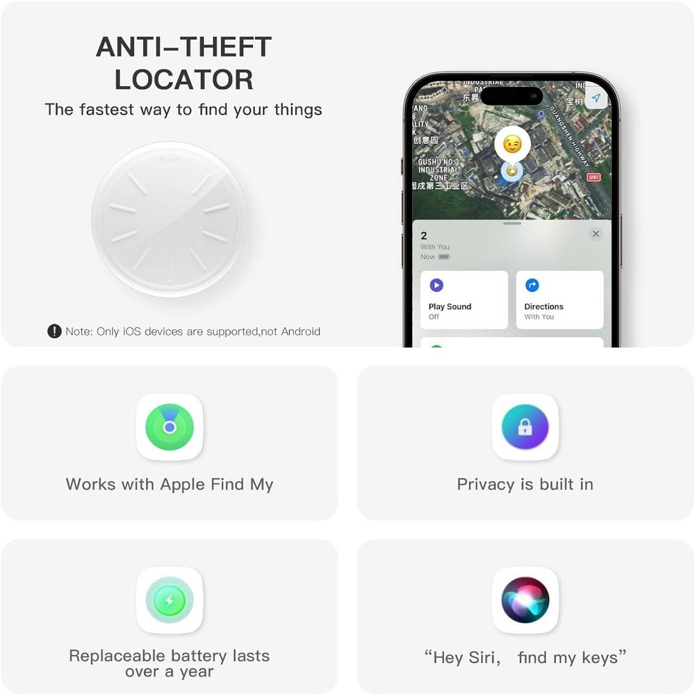 GPS Bluetooth трекер ZITTZ 4 шт, сумісний з Apple Find My, AirTag-аналоги, брелок для ключів, валізи, рюкзака, домашніх тварин Київ - фото 12