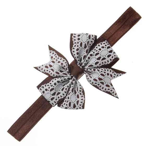 Дитяча пов'язка з мереживним принтом one size коричнево-білий Київ