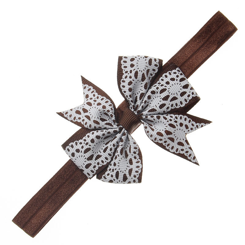 Дитяча пов'язка з мереживним принтом one size коричнево-білий Київ - фото 1