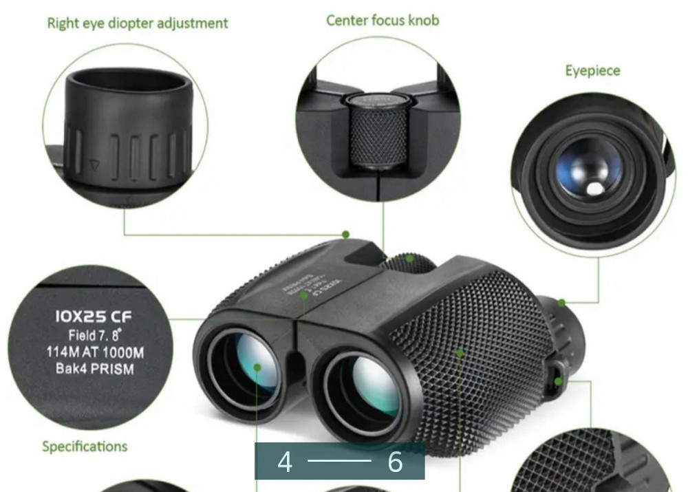 Професійний бінокль 10x25 з призмою BAK4 Киев - изображение 3