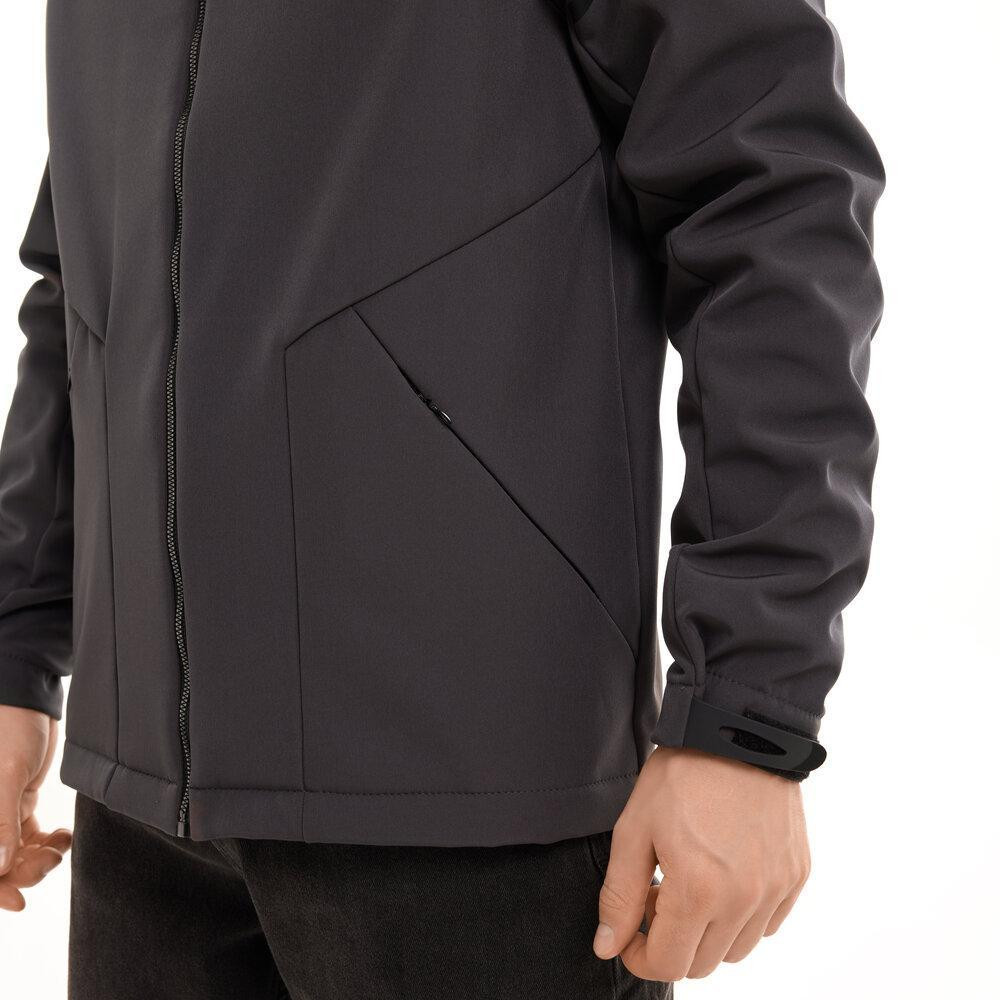 Чоловіча куртка весна осінь демісезонна з капюшоном softshell темно-сіра Победов M Одеса - фото 6