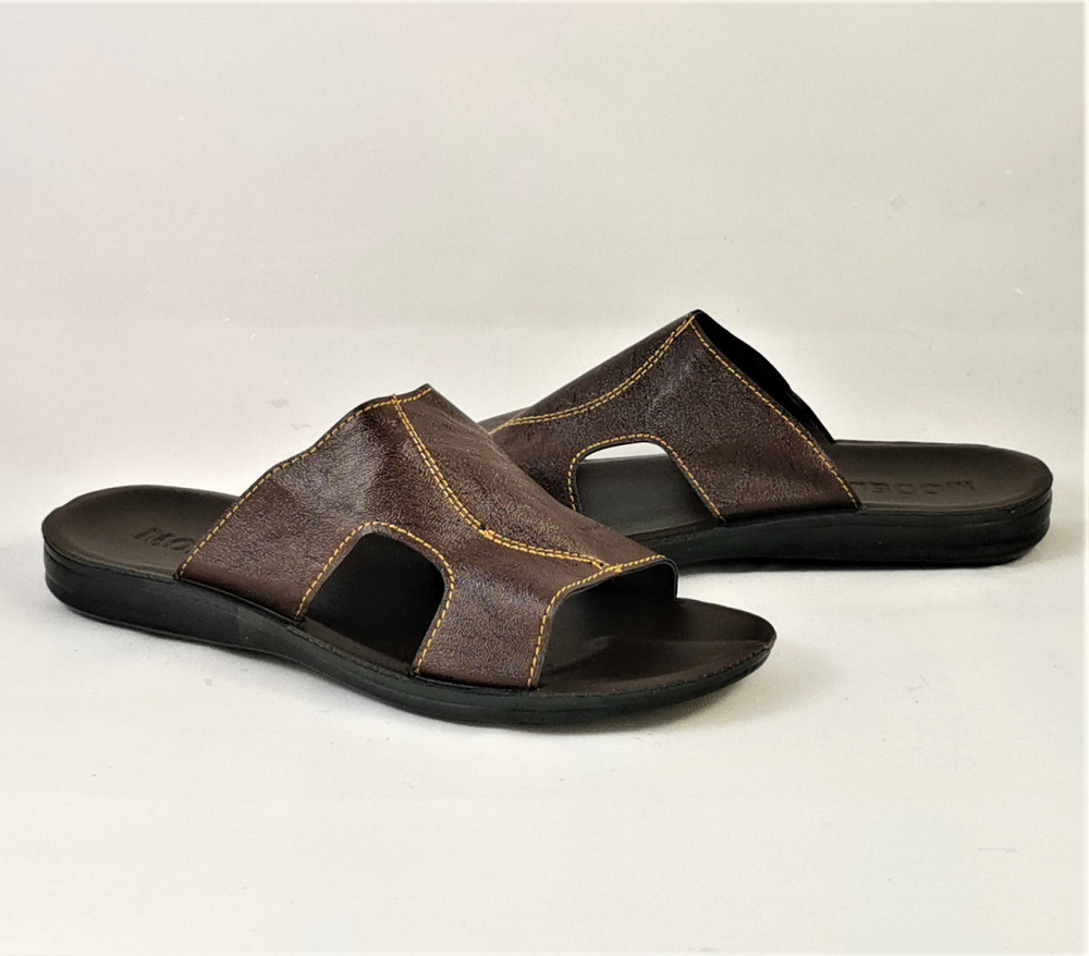 Мужские Шлёпанцы Тапочки Сланцы Коричневые Кожаные (размеры: 41,42,43,44,45) Днепр - изображение 6