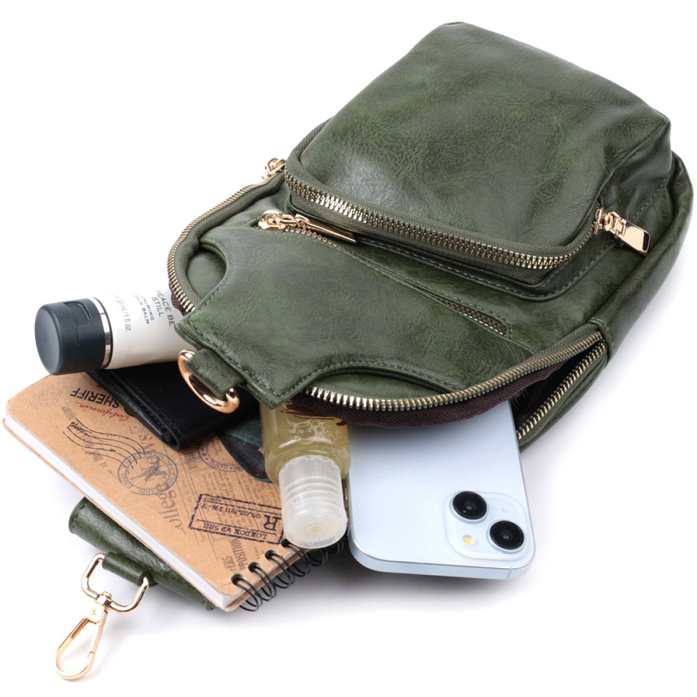 Трендовая женская слинг сумка через плечо из экокожи Vintage 22755 Зеленый Киев - изображение 8