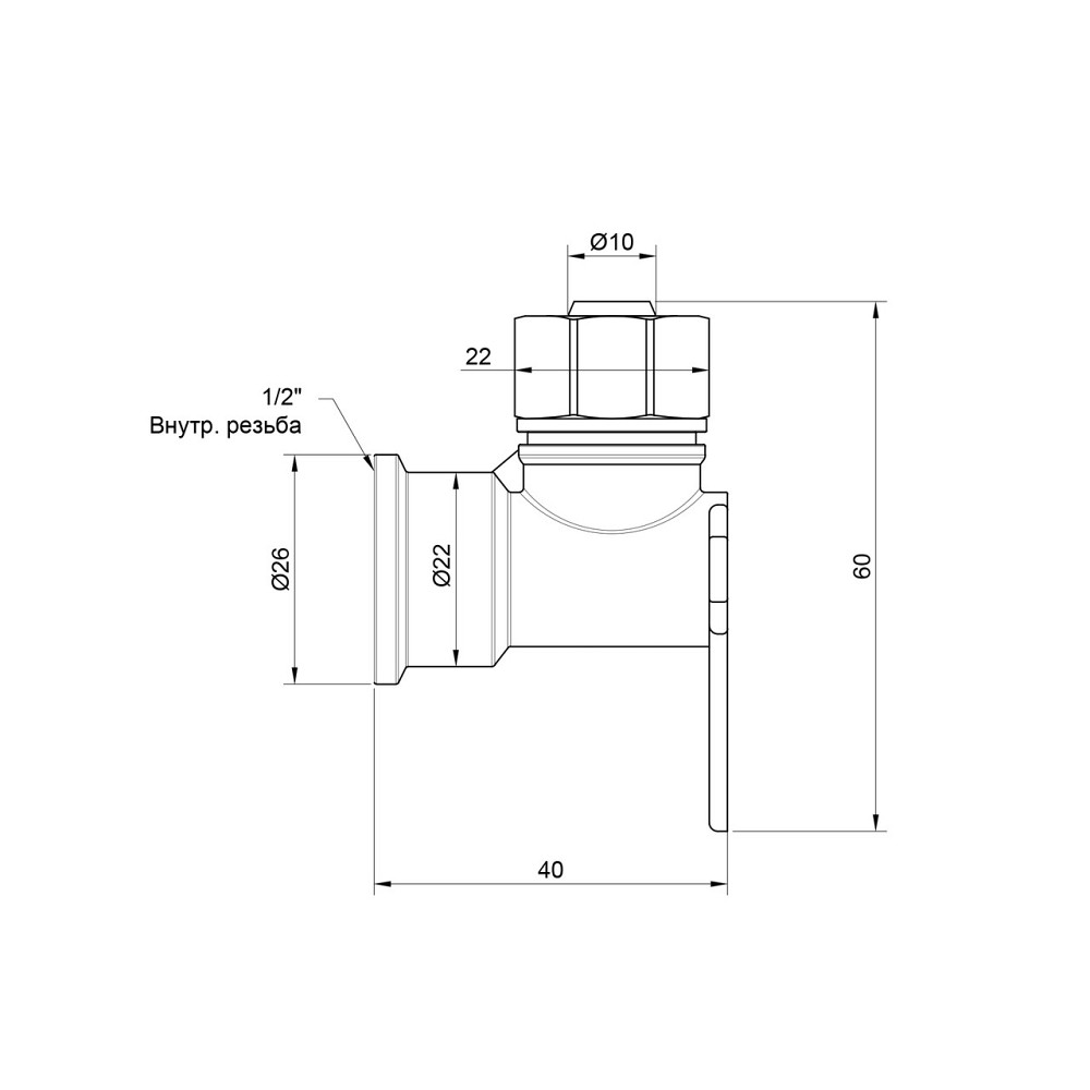 Кут обтискний Thermo Alliance Standart настінний 16х1/2" ВР SD162W1615 Київ - фото 8