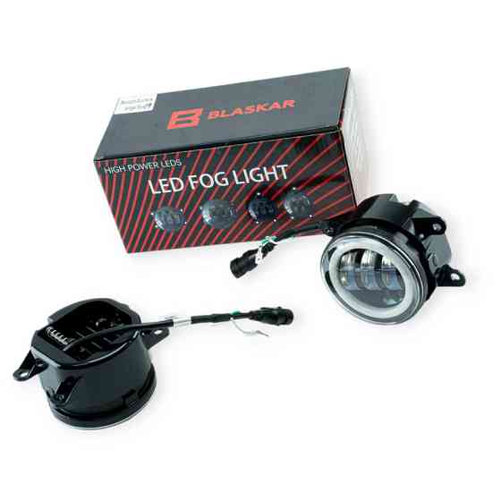 Фара Renault LED (90мм 3.5") 50W габарит, поворот, ангел.оч. 3 лінзи (к-кт 2 шт) BLASKAR протитуманна Мукачево