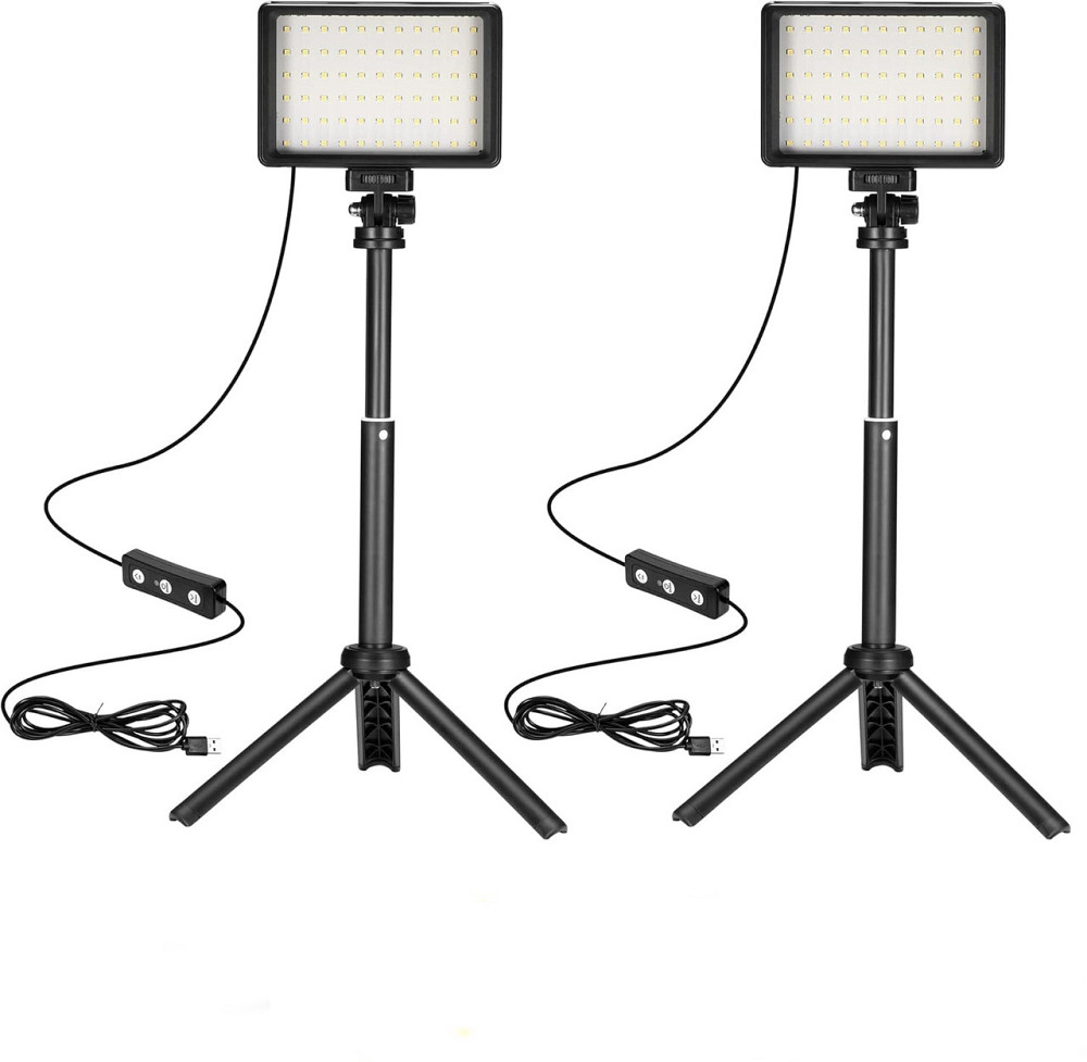 Набір із 2 LED відеоламп Ci-Fotto 5600K USB з регулюванням яскравості, міні-штативами та фільтрами для фото та відеозйомки Київ - фото 1