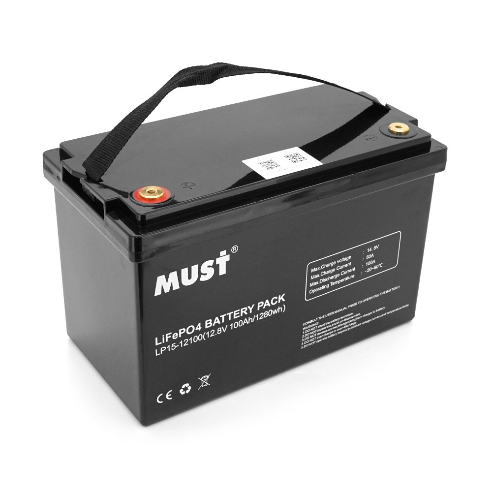Акумуляторна батарея Must LiFePO4 LP15-12100 12,8V 100Ah, 1,28kWh, BMS50A@4S, 6000 cycles, 339x185x218, 12kg Київ - фото 1