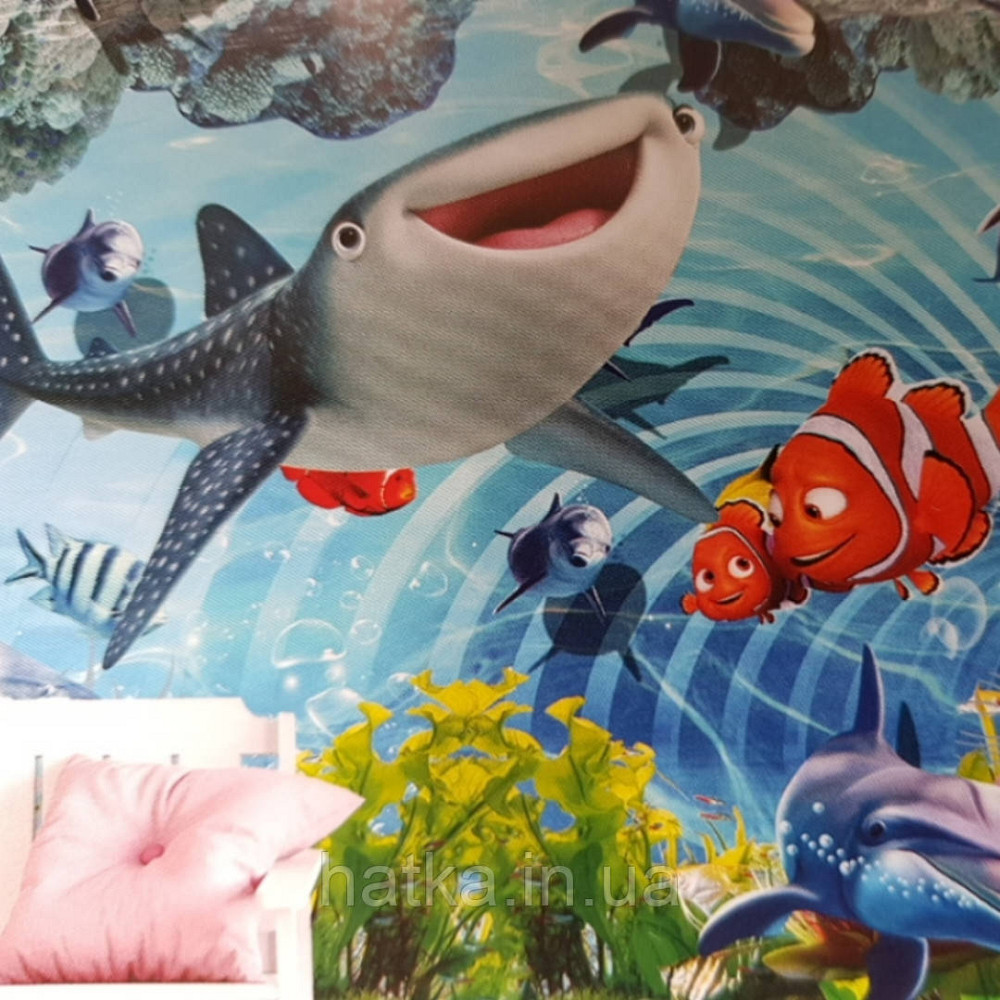 Шпалери вінілові на флізелін дитячі море рибки черепахи корали Київ - фото 1