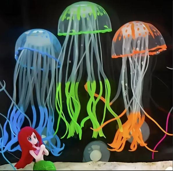 Світні медузи для акваріума. Силіконові декорації для акваріума Зелений Київ - фото 4