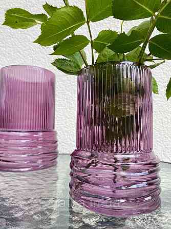 Ваза скляна 14*14*20 см "Біг-Плей" рожеве товсте скло Київ