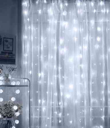 Гирлянда штора Водопад 3х3 м 320 LED (прозрачный шнур, с переходником) Белый свет Винница