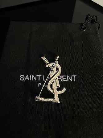Брендовая брошь Cен Лоран / Saint Laurent, покрытие серебро 925 Одесса