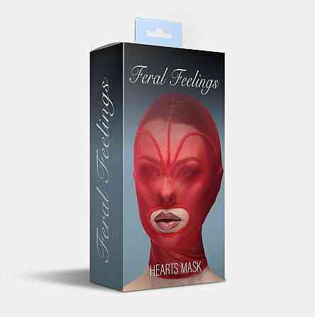 Маска серце сітка з відкритим ротом Feral Feelings - Hearts Mask Red/Red Sex Aura Київ