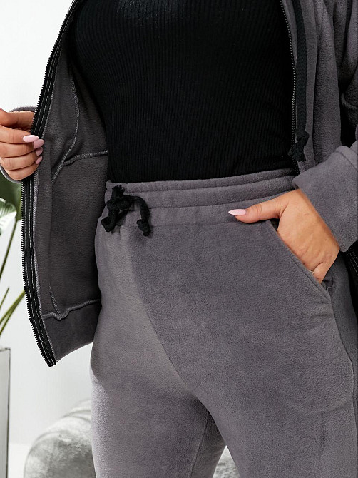 Женский теплый костюм двойка: кофта и штаны батал двусторонний флис Полар Графит, 54/56 Одесса - изображение 7