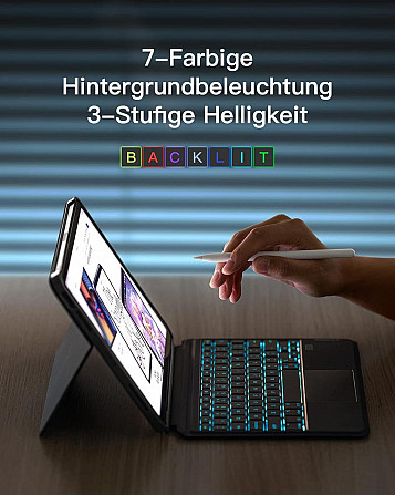 Чехол-книжка с клавиатурой для iPad Air 11-inch(M2) 2024/ iPad Air 5 2022/Air 4 2020 10.9/iPad 4-го покол. 10.9 / iPad Pro 11 2018 Днепр - изображение 6