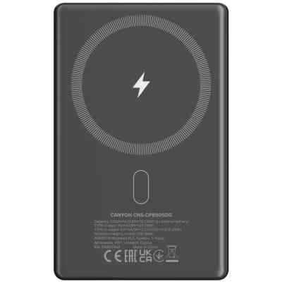 Батарея универсальная Canyon 5000mAh OnPower 505 slim Magsafe PD/20W Dark Grey (CNS-CPB505DG) Винница