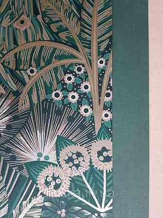 Шпалери флізелінові еко Rasch Sophia 0.53х10 рослинний принт квіти Якоба зелені смарагдові із золотом 3д Київ
