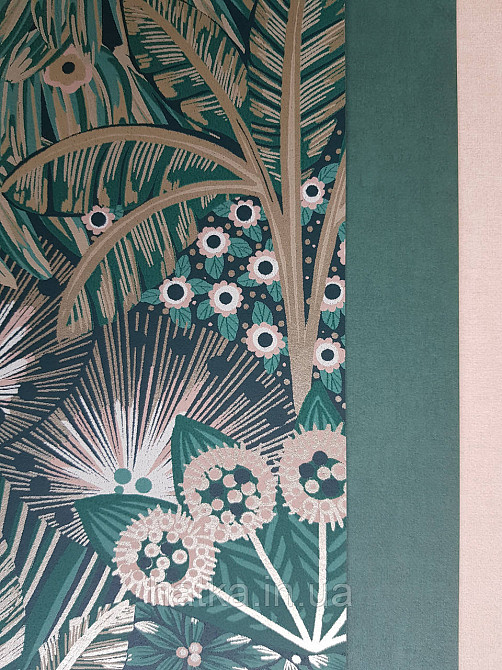 Шпалери флізелінові еко Rasch Sophia 0.53х10 рослинний принт квіти Якоба зелені смарагдові із золотом 3д Київ - фото 3