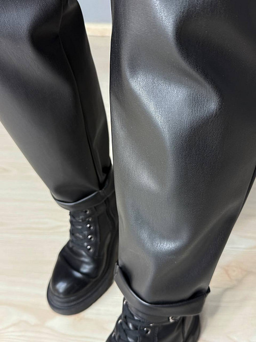 Брюки жіночі Gritana 237 з екошкіри МОМ на резинці великі розміри чорні, чорний, 5XL Київ - фото 14