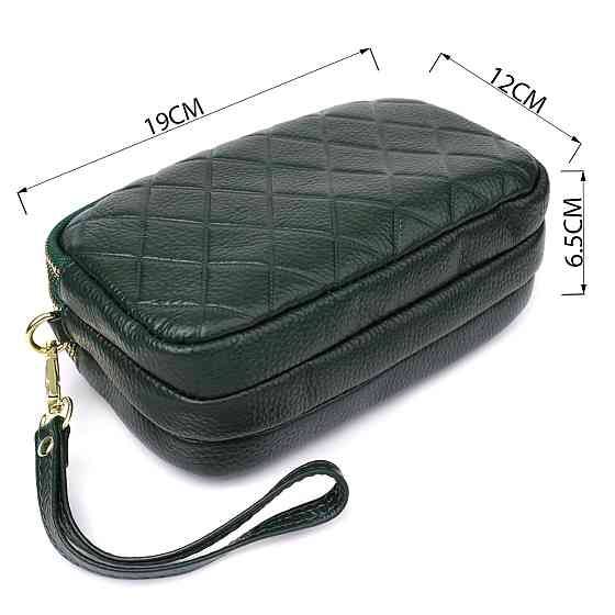 Кожаная сумка на три отделения для женщин Vintage 22893 Зеленый Киев