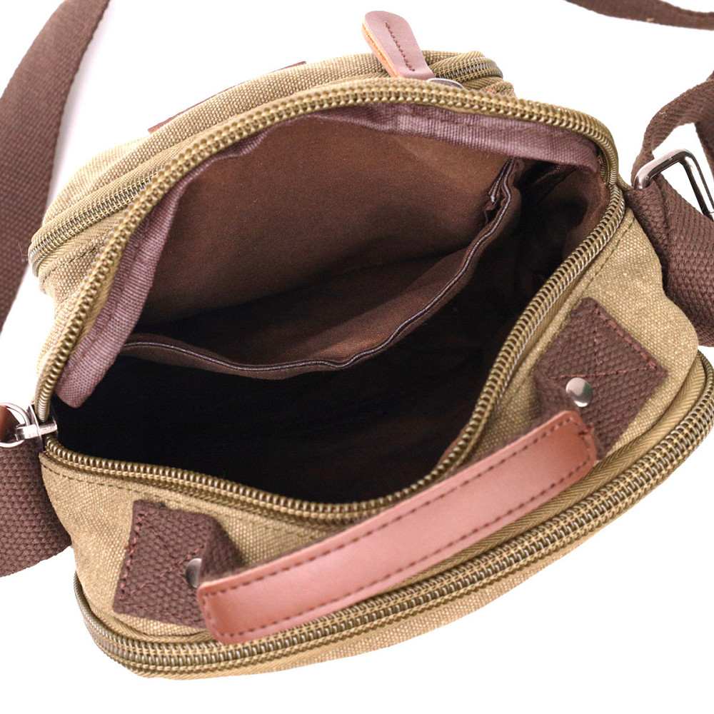 Вместительная вертикальная сумка для мужчин из текстиля Оливковый (Vintage) Киев - изображение 10