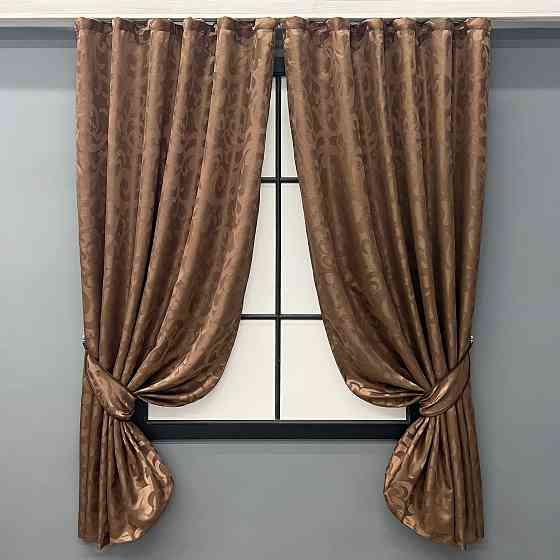 Комплект коротких штор VR-Textil Жакард Вензель № 478ш Світло-коричневий 130х170 см 2 шт (35-0407) Київ